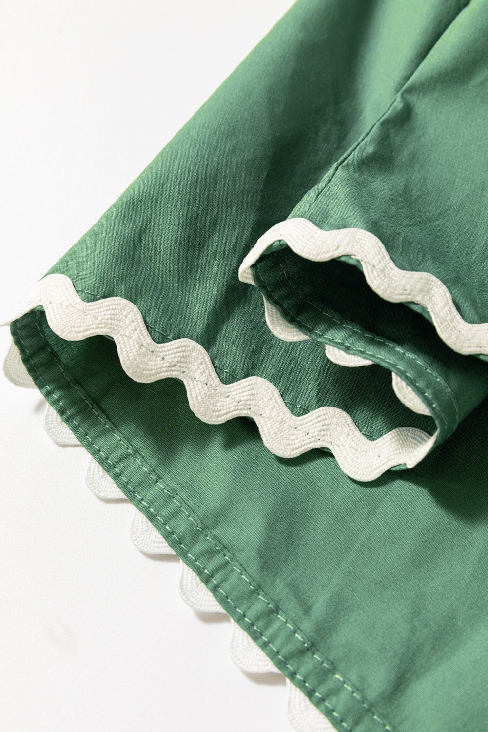 Green Ric Rac Trim Short Sleeve Blouse