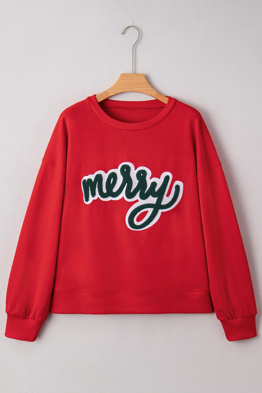 Red Varsity Letter MERRY Sweatshirt