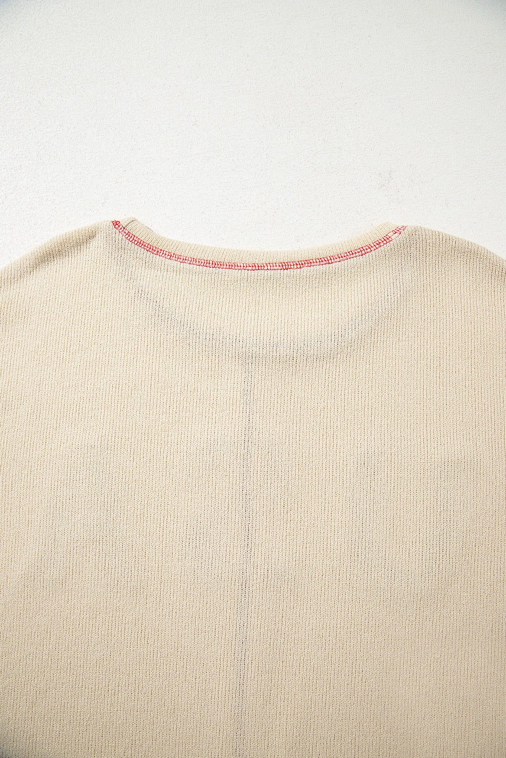 Beige USA Star Contrast Patchwork Exposed Seam Long Sleeve Top