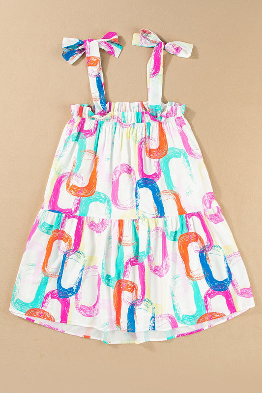 White Abstract Knotted Straps Dress