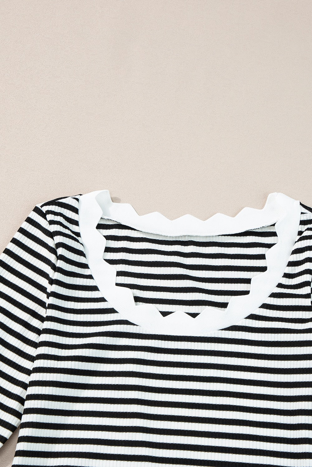 Black and White Stripe Scalloped Tee
