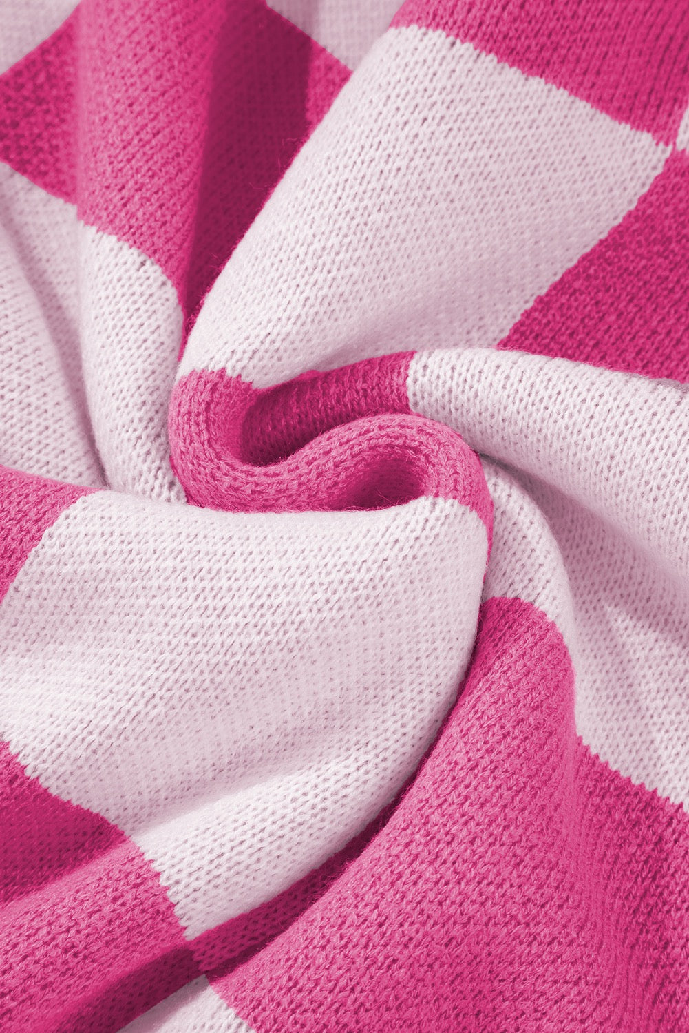 Hot Pink Checkered Bishop Sleeve Sweater