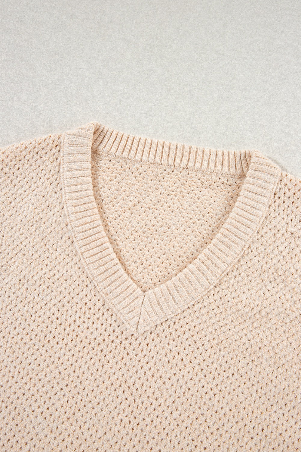 Beige Eyelet Loose Fit Sweater