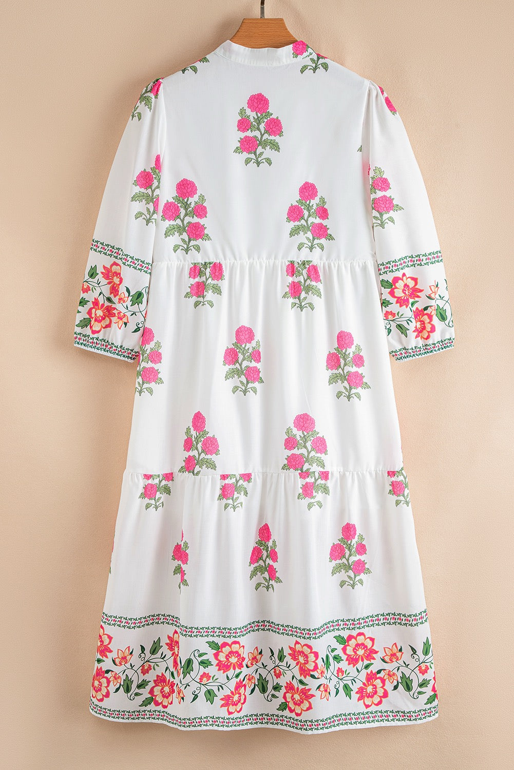 White Floral Loose Tiered Maxi Dress