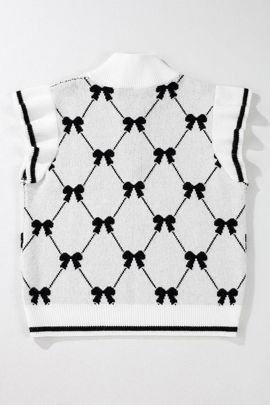 White Sweater with Black Bows