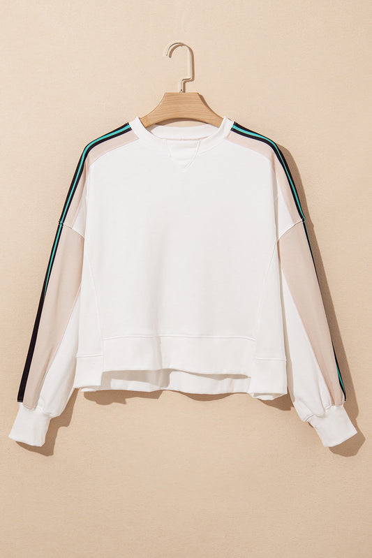 White Stripe Active Wear Sweatshirt