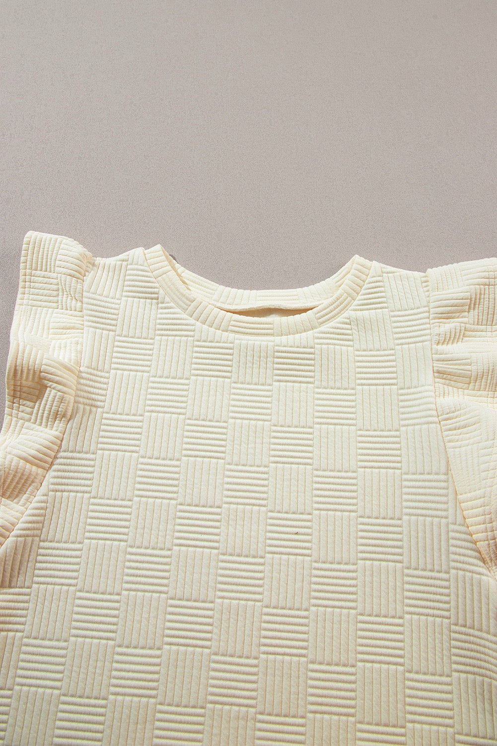 Apricot Ruffle Sleeve Textured Shorts Set