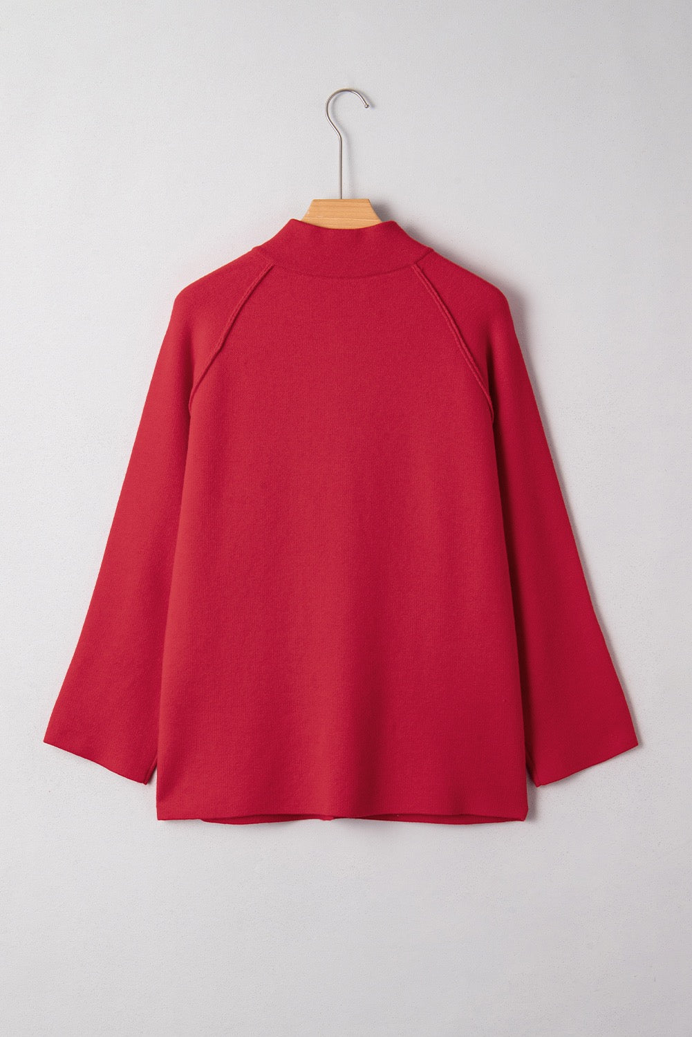 Red Collared Button Front Wrapped Cardigan Jacket