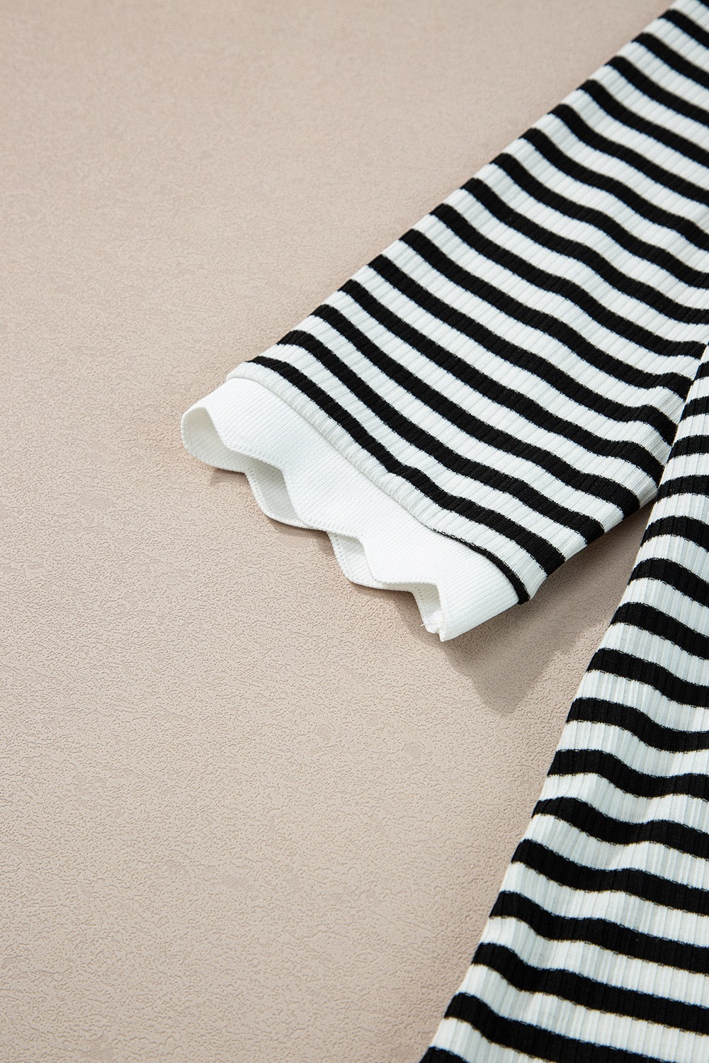 Black and White Stripe Scalloped Tee