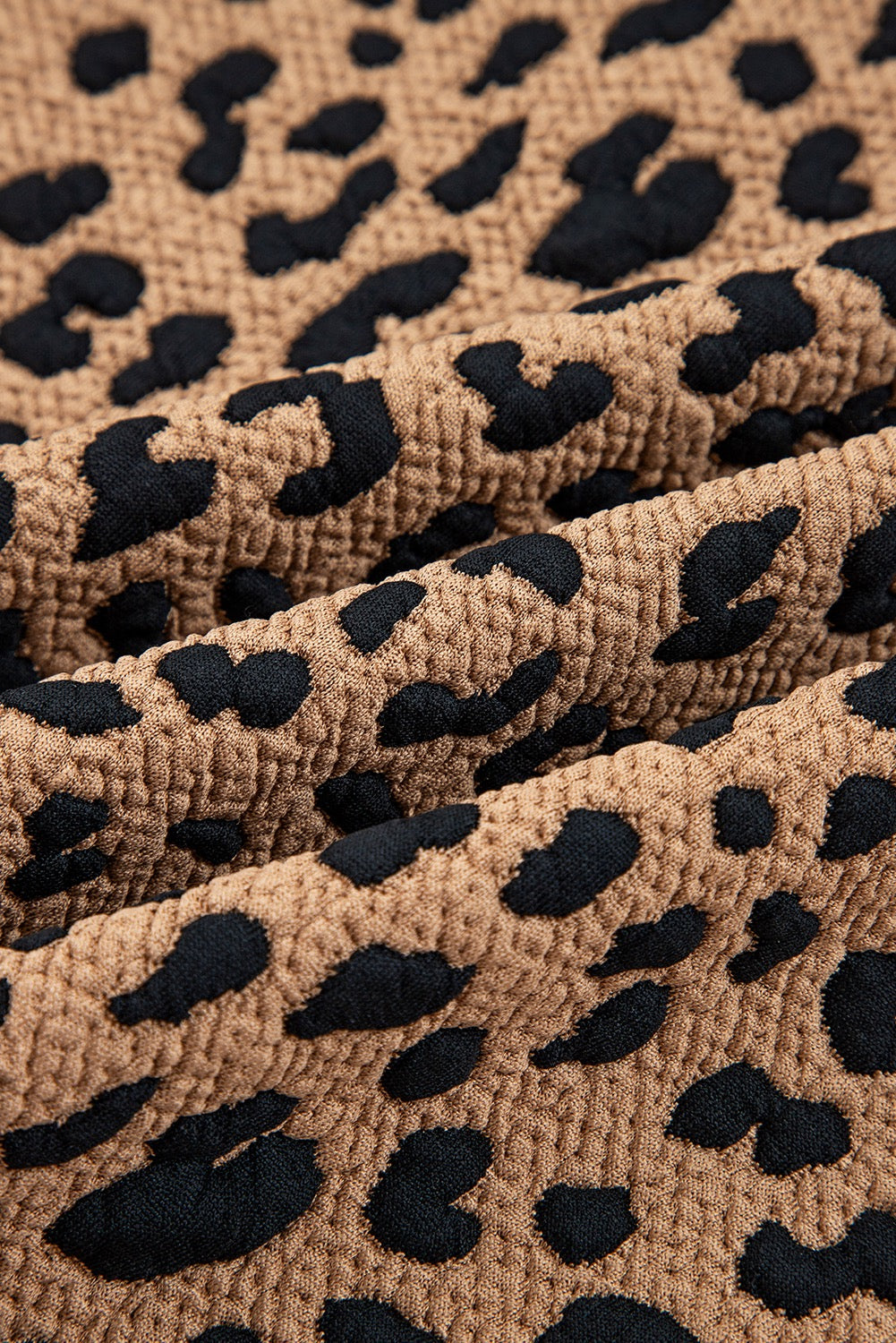 Brown Leopard Print Quarter Zip Sweatshirt
