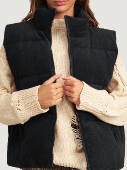 Black Corduroy Puffer Vest