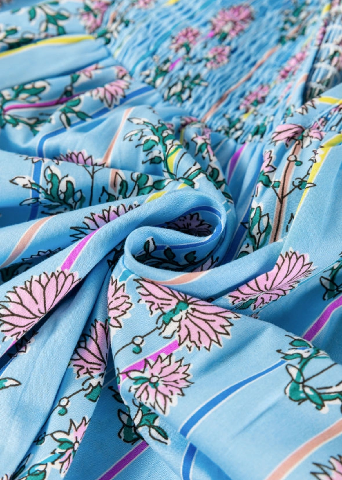 Sky Blue Smocked Blouse