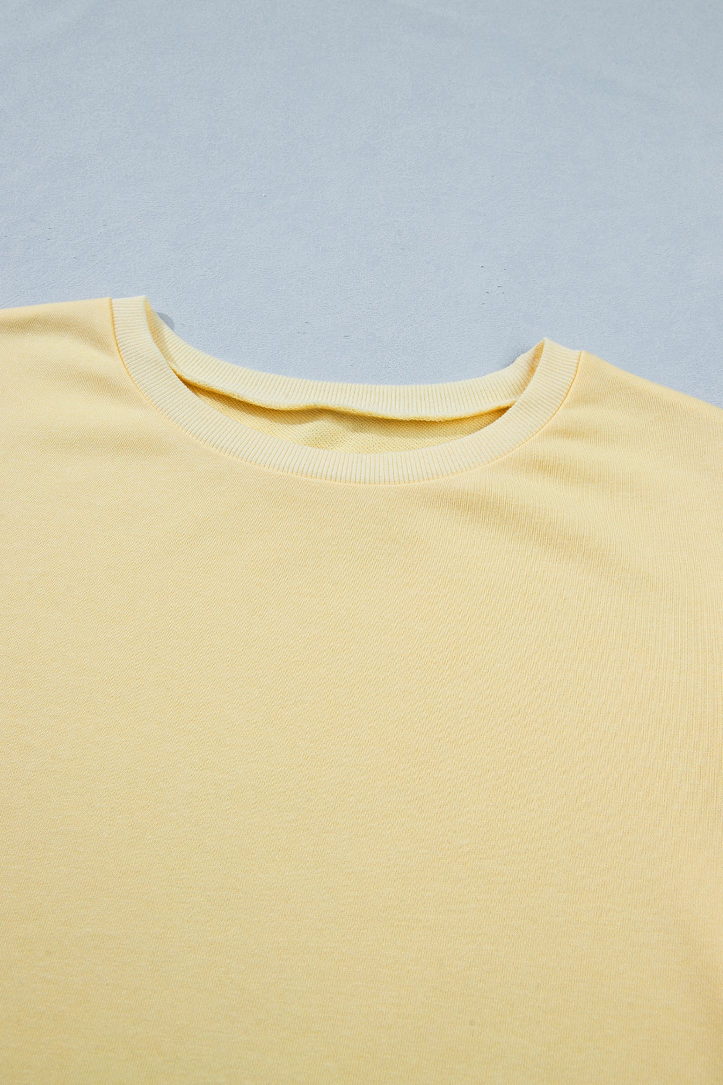 Yellow Solid Color Loose Tee Drawstring Wide Leg Pant Set