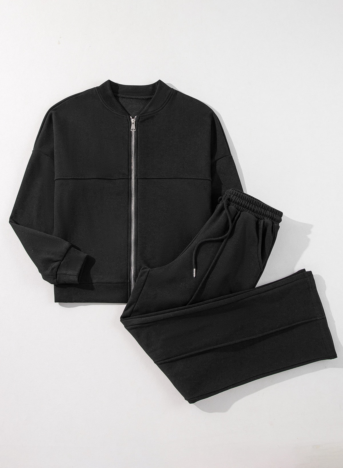 Zippered Jacket and Drawstring Waist Set