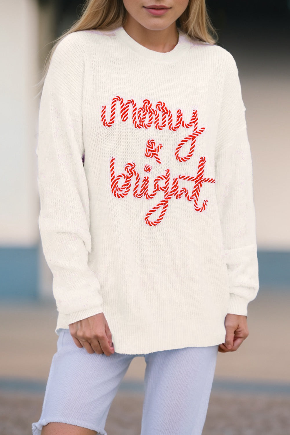 White Merry and Bright Sweater