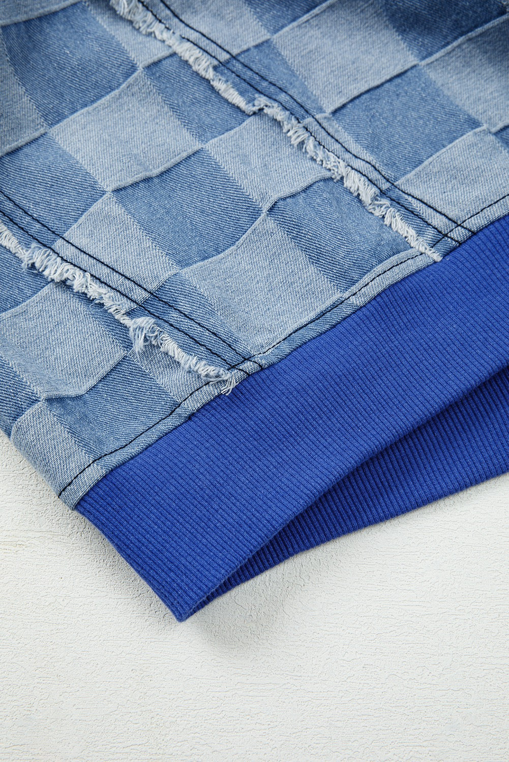 Checkerboard Oversized Denim Pullover