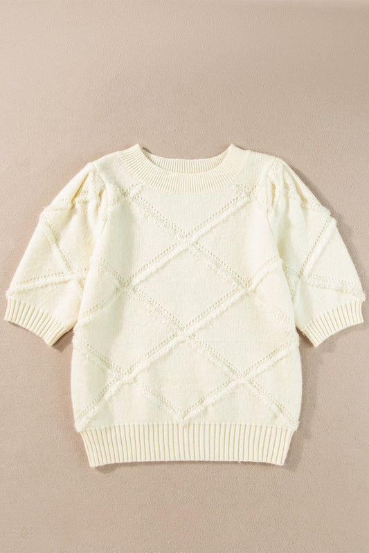 White Ribbed Sweater