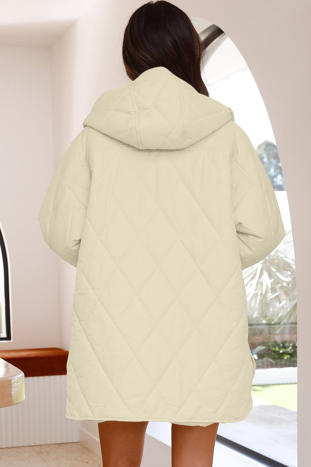 Beige Quilted Puffer Coat