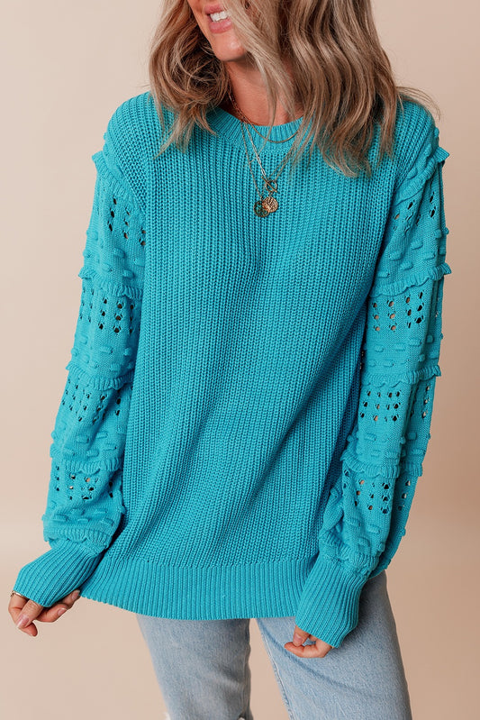 Turquoise Bubble Sleeve Sweater