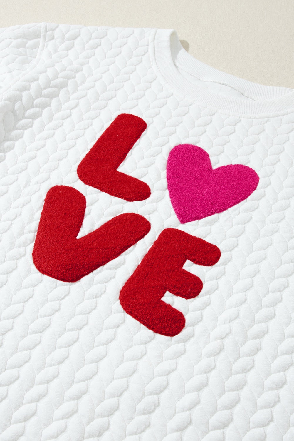White Love Canle Knit Sweatshirt