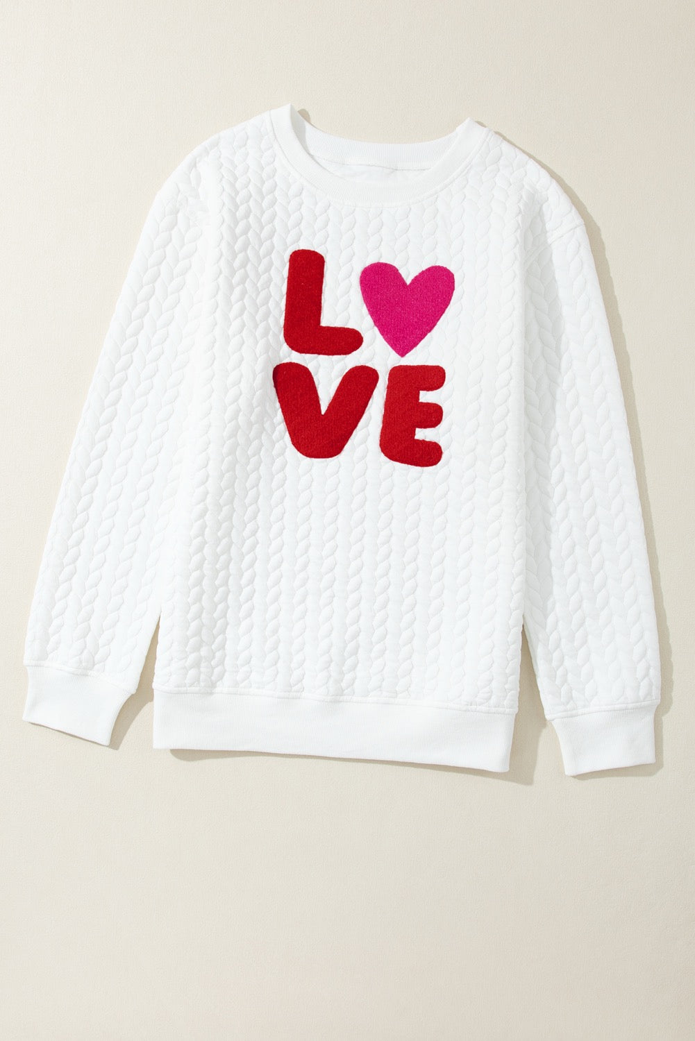 White Love Canle Knit Sweatshirt