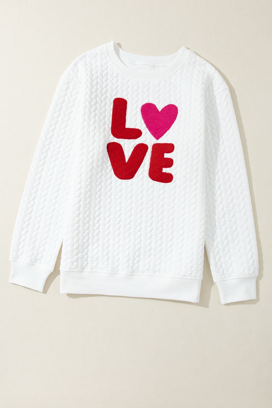 White Love Canle Knit Sweatshirt