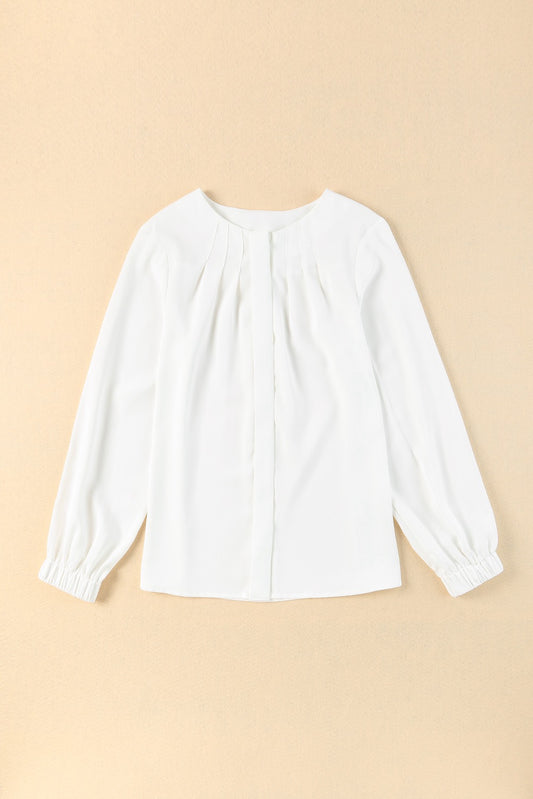 White Gathered Blouse