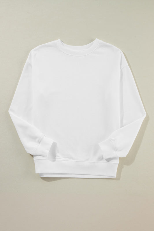 White Basic Crewneck Sweatshirt