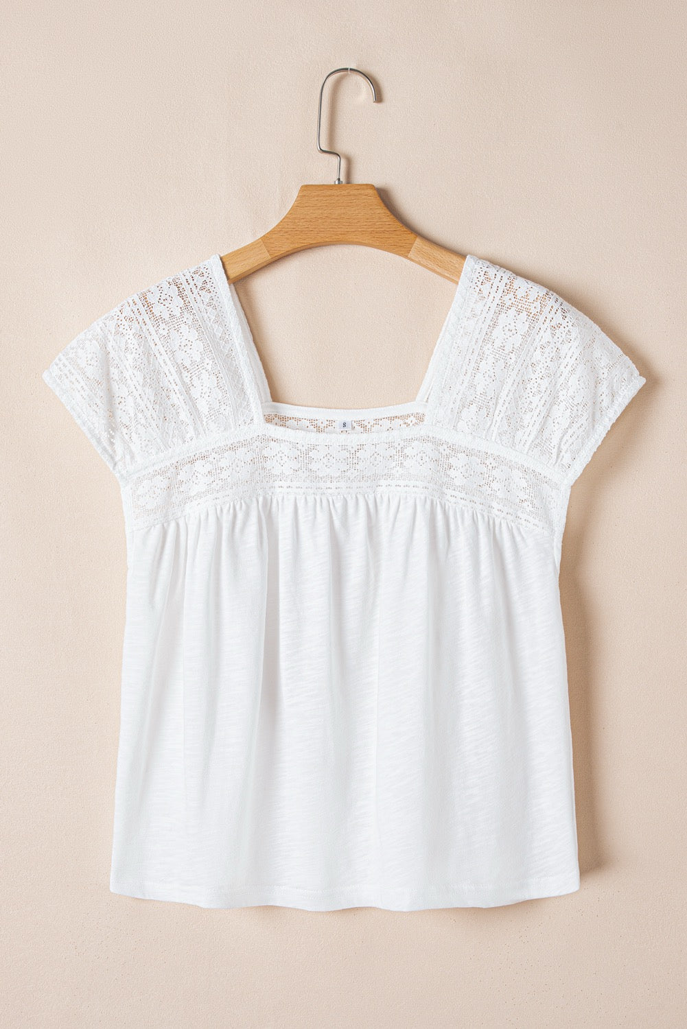 White Lace Square Neck Top