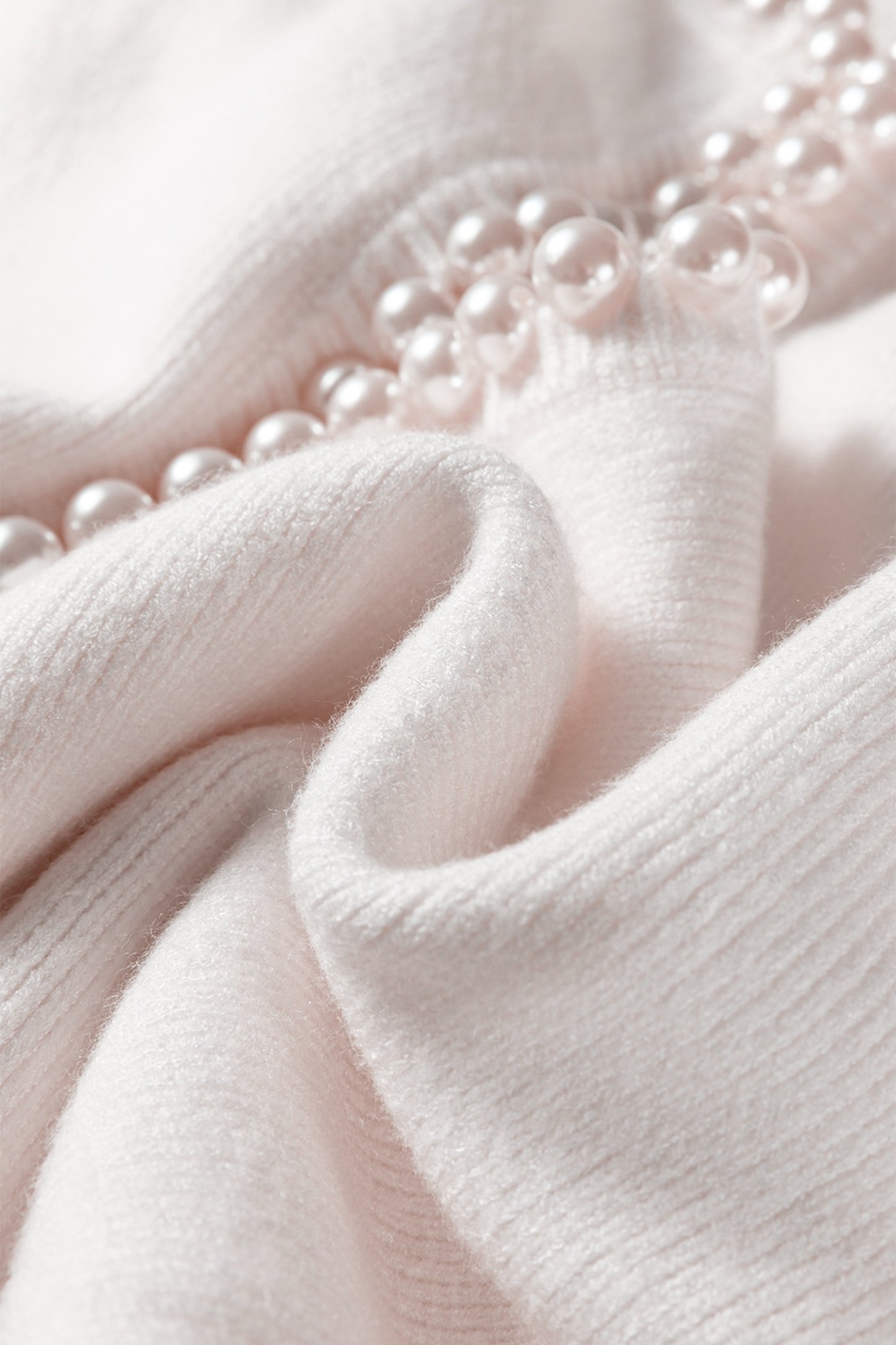 White Pearl Embellished Open Front Cardigan