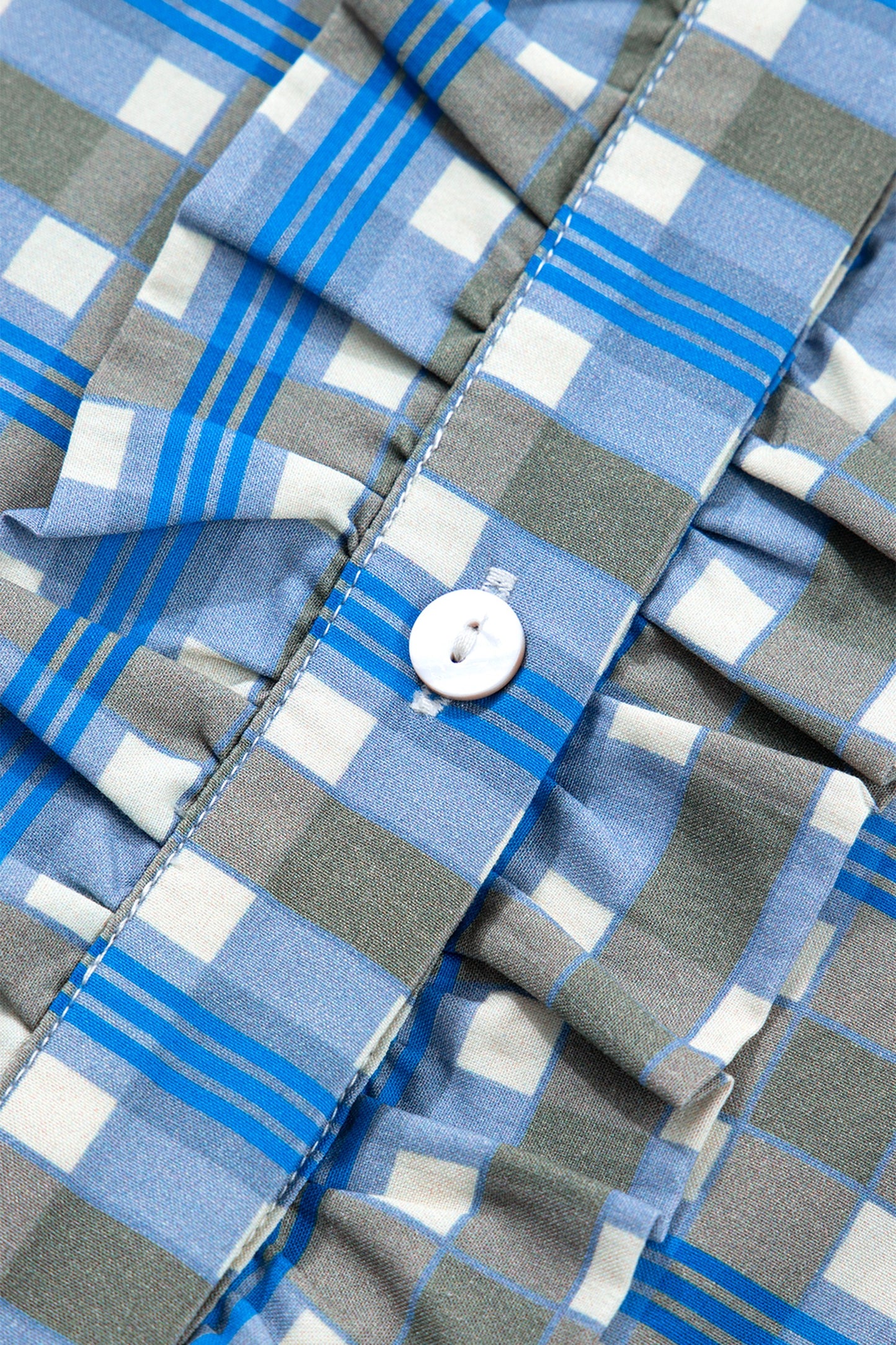 Blue Plaid Long Sleeve Top