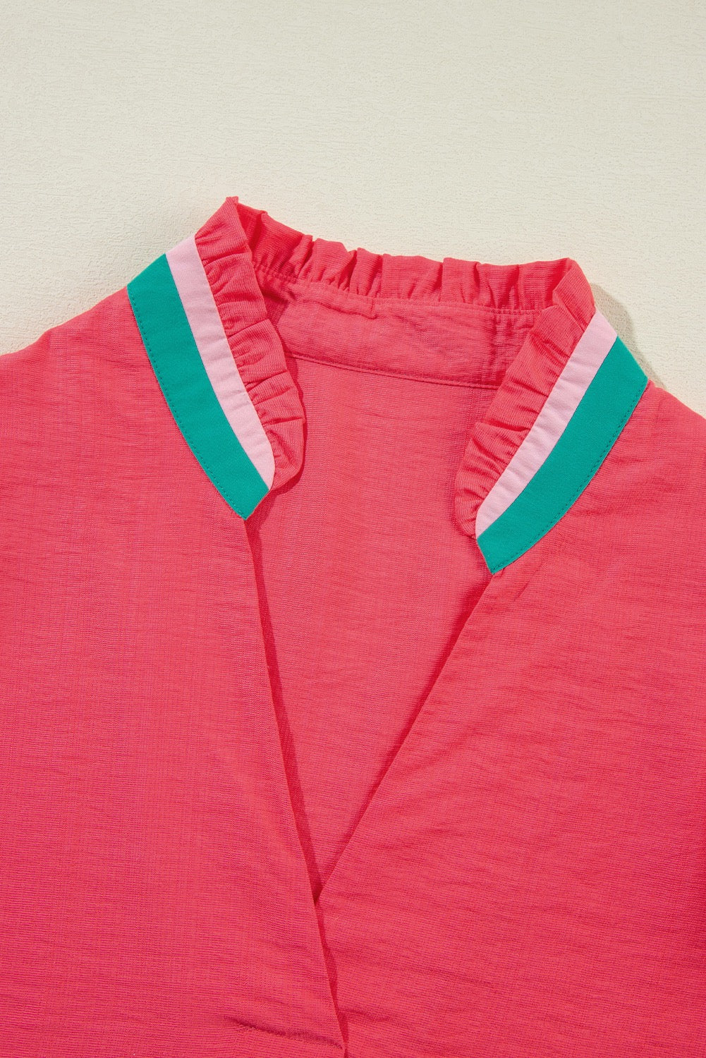 Carrott Colorful Trim Short Sleeve Blouse