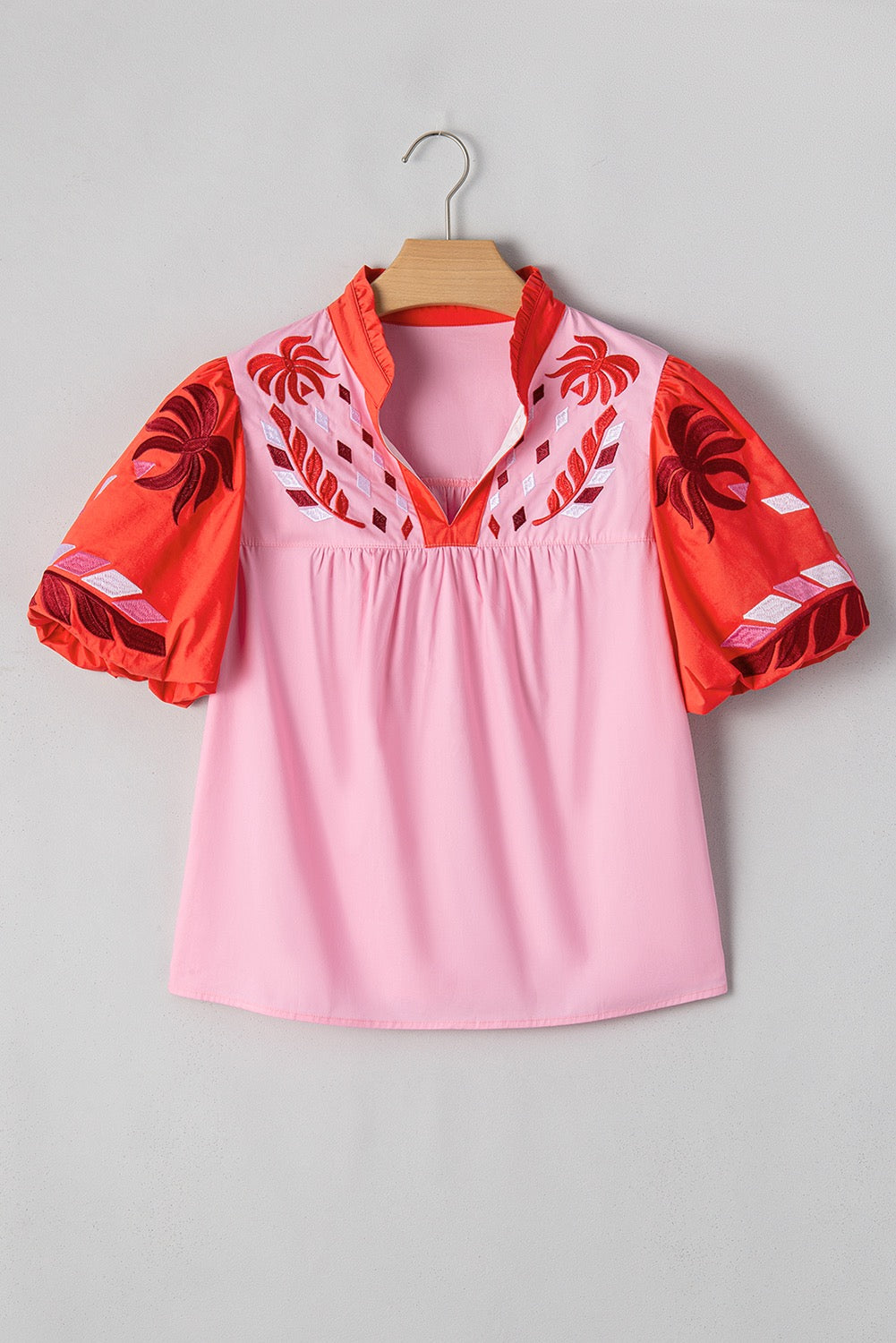 Pink Floral Babydoll Blouse