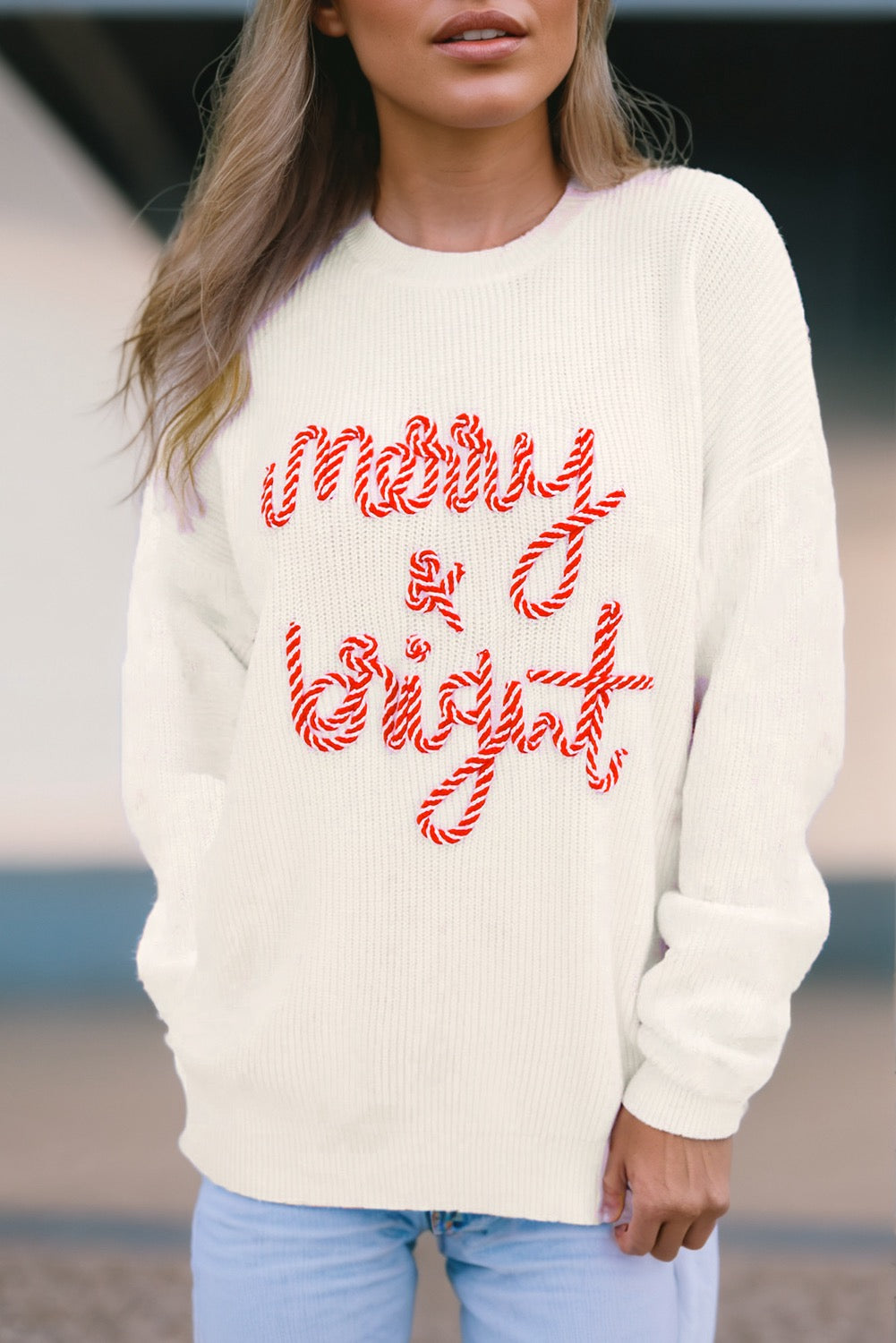 White Merry and Bright Sweater