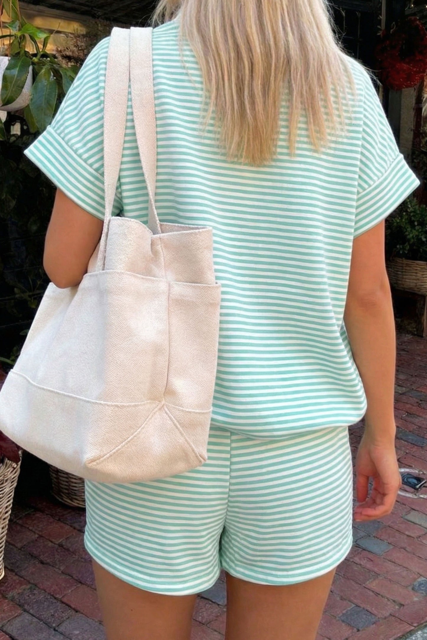 Jade Stripe Shorts Set