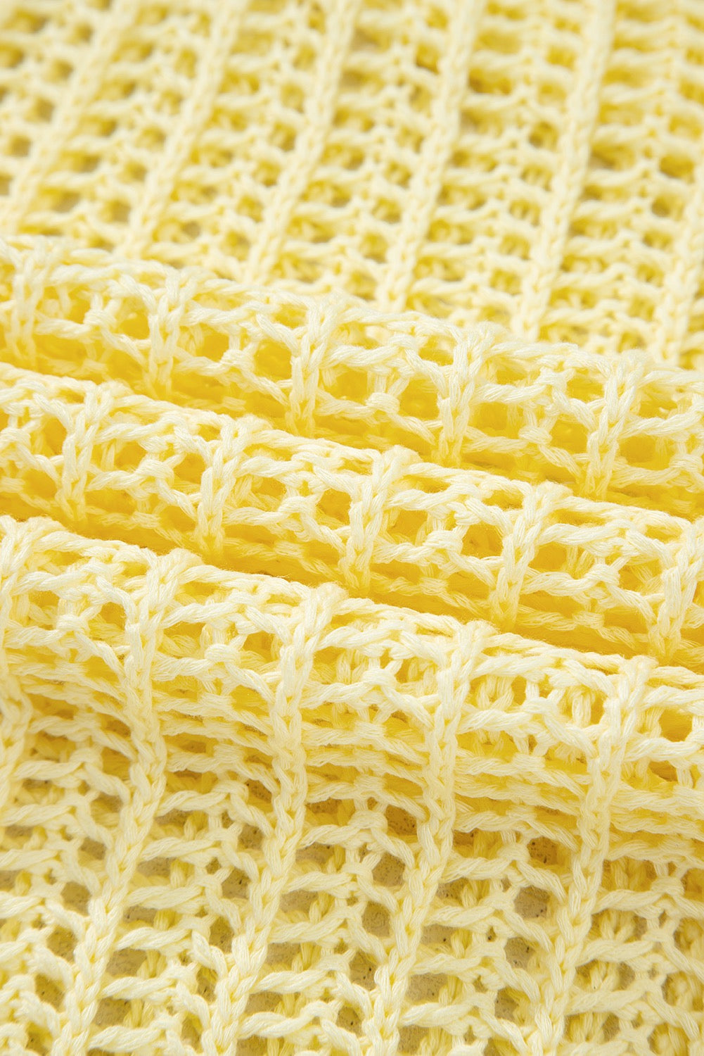Yellow Hollow-out Crochet Side Tied Short Sleeve Sweater