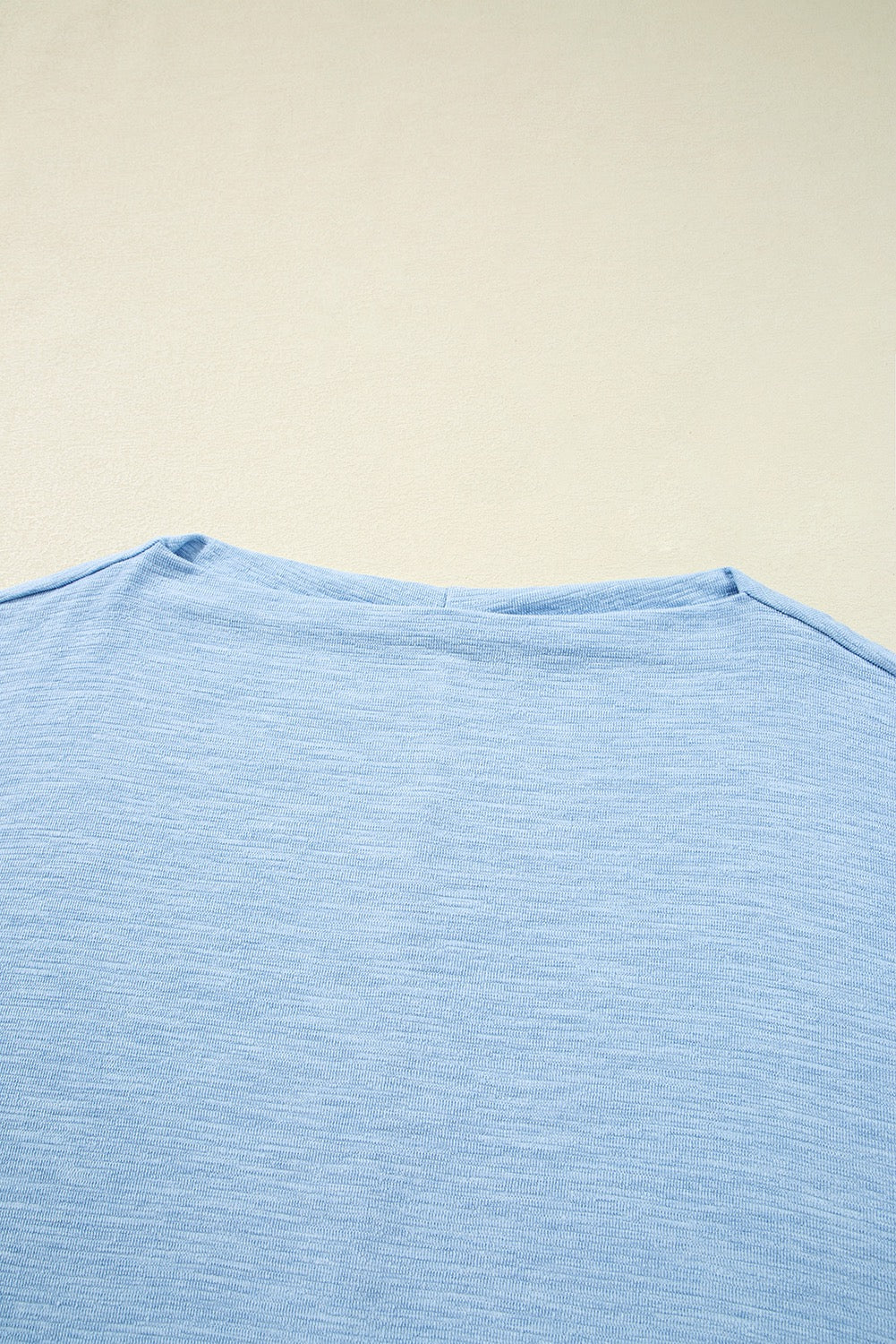Blue Solid Color Batwing Long Sleeve Top