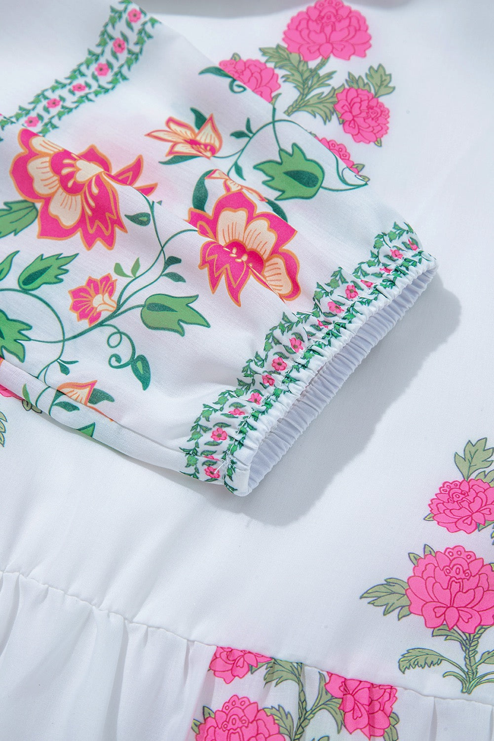 White Floral Loose Tiered Maxi Dress