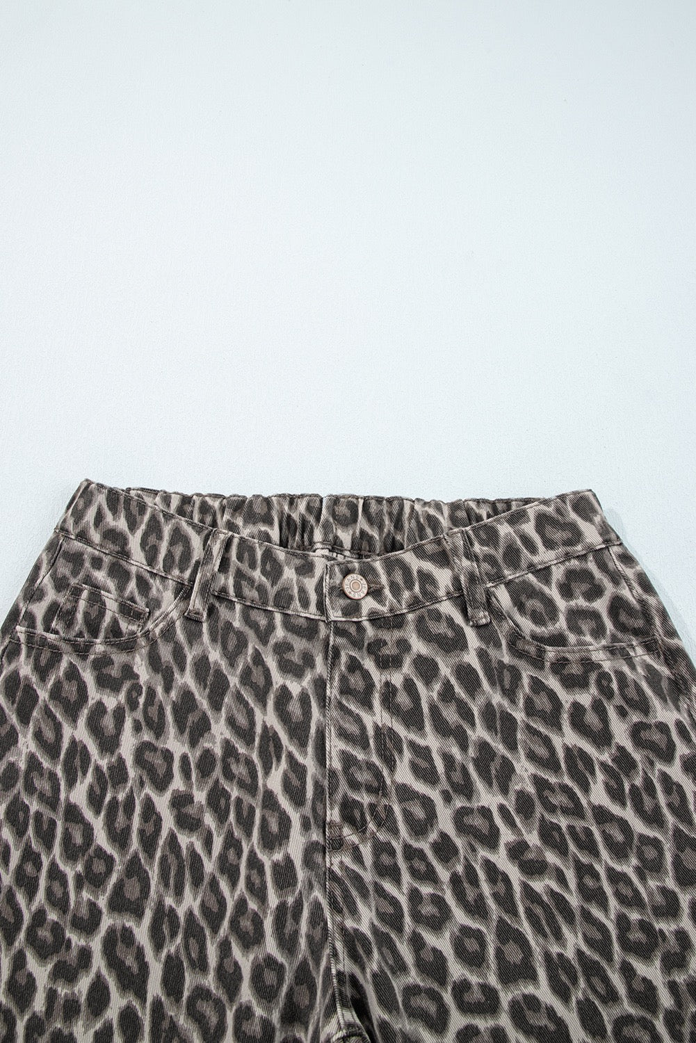Leopard Straight Leg, Fringed Jean