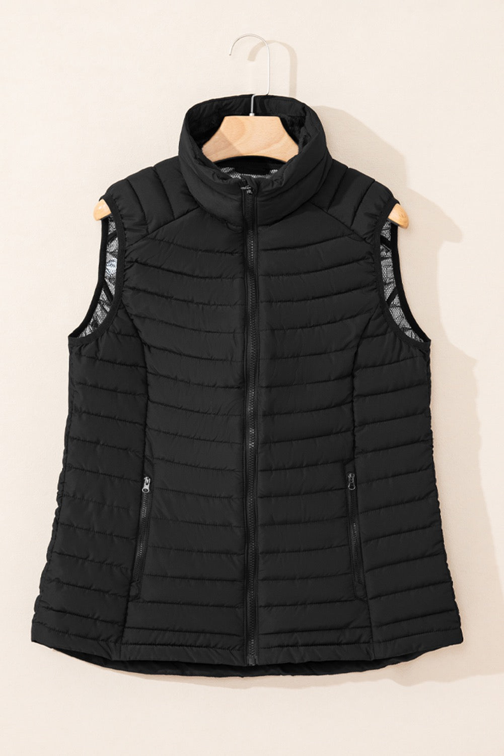Black Collared Quilted Vest