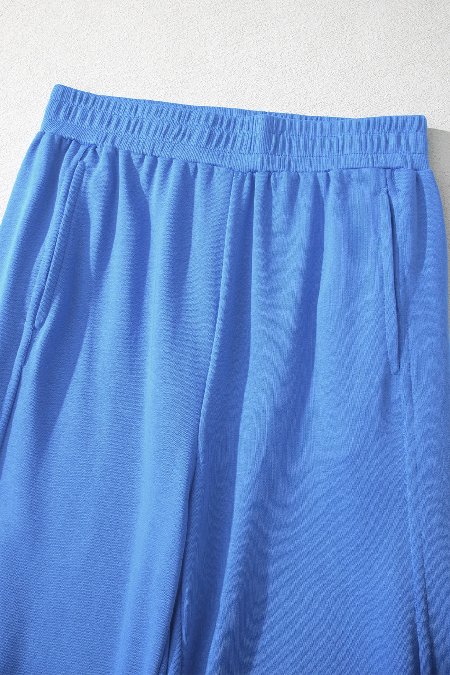 Blue Slim Ribbed Tank Top and Sweatpant Set