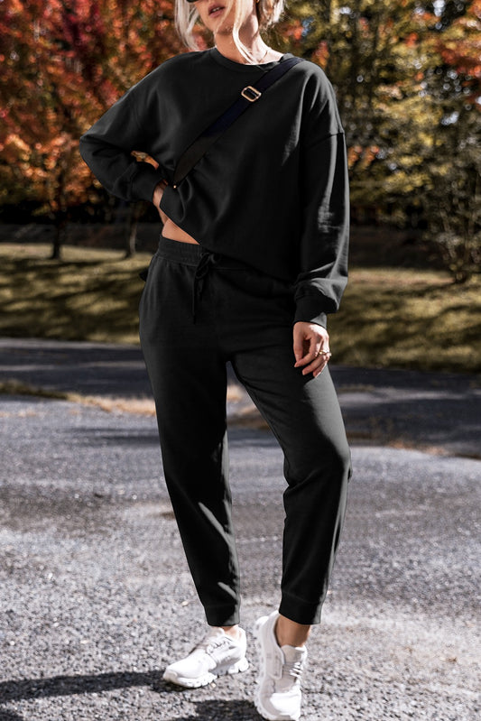 Black High Low Skinny Pant Set