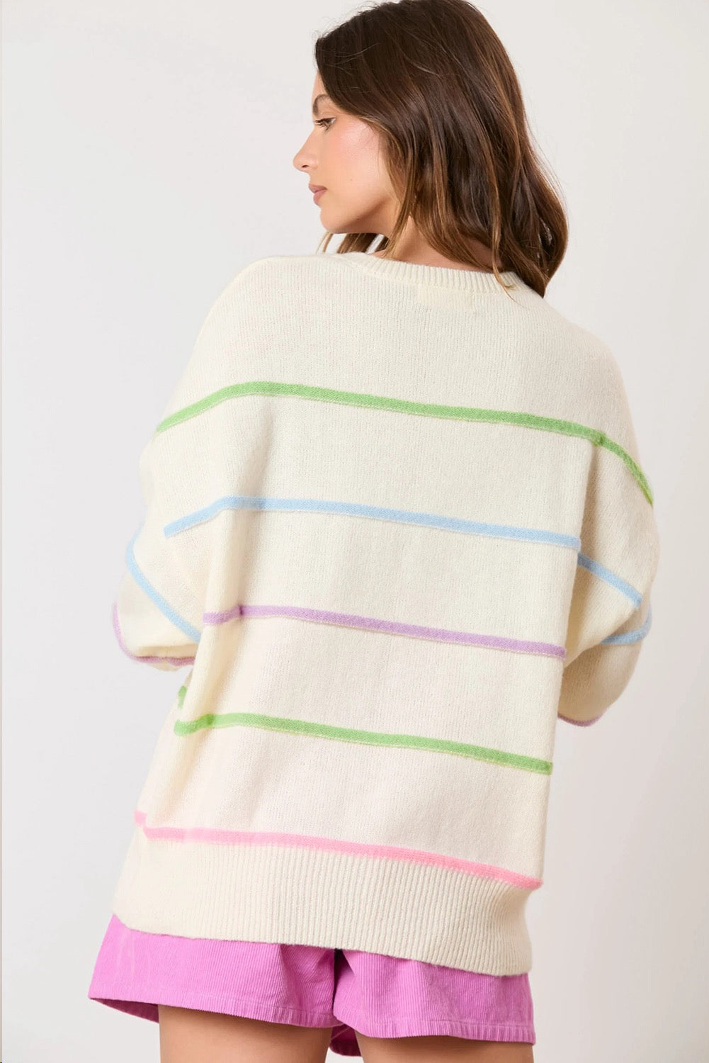 White Stripe Baggy Sweater