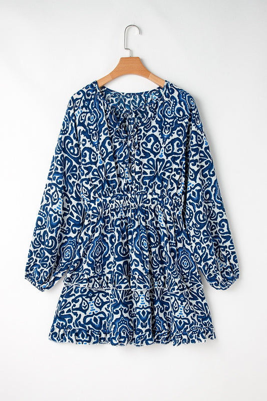 Vintage Blue Long Sleeve Dress