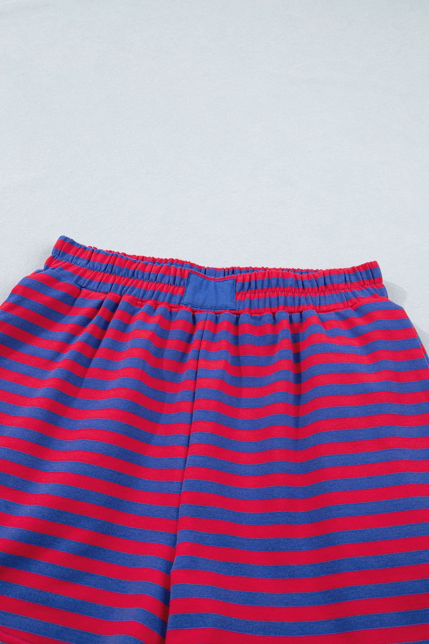 Navy Stripe Striped Ribbed Cotton Two- Piece Short Set