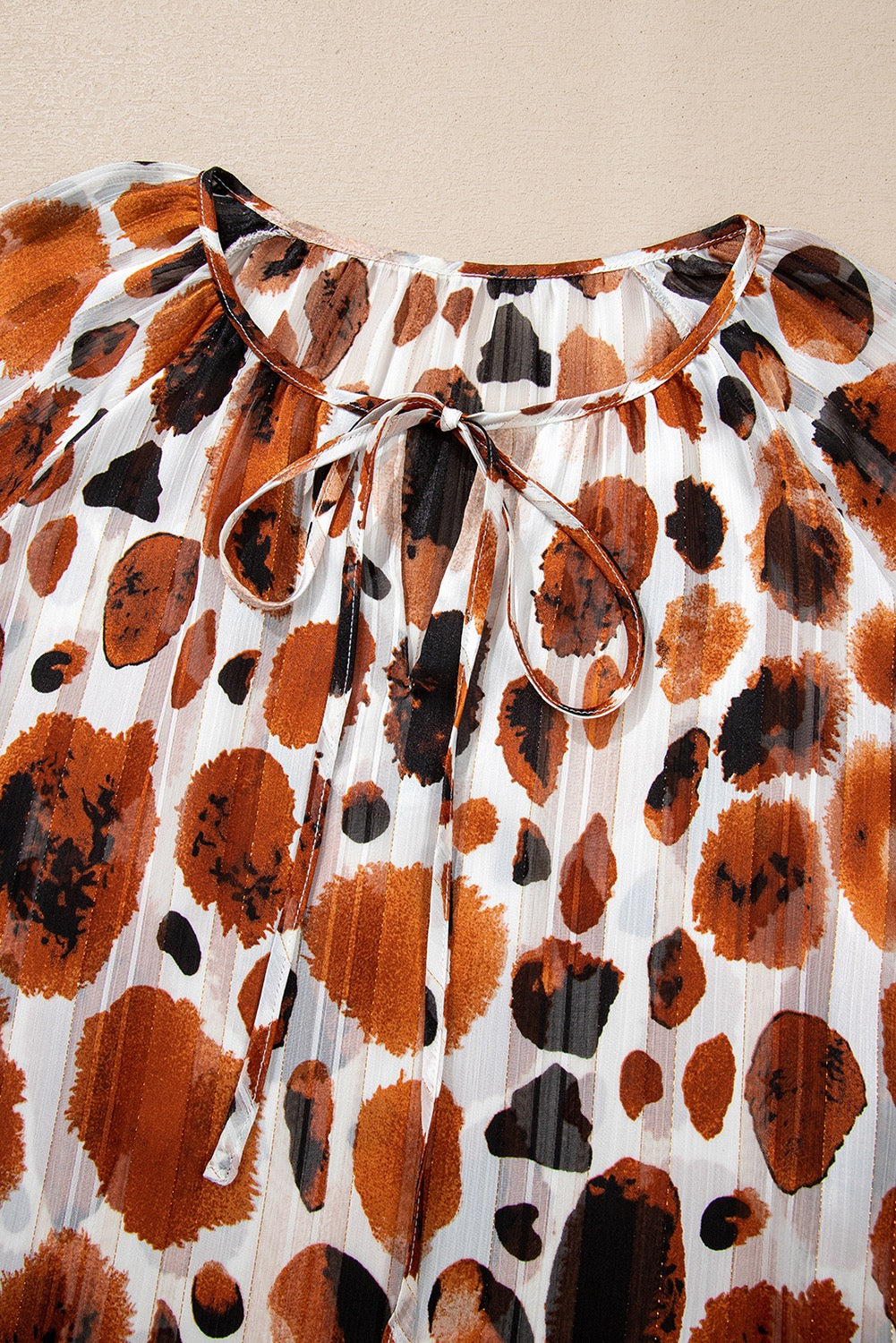 3/4 Sleeve Brown Metallic Blouse