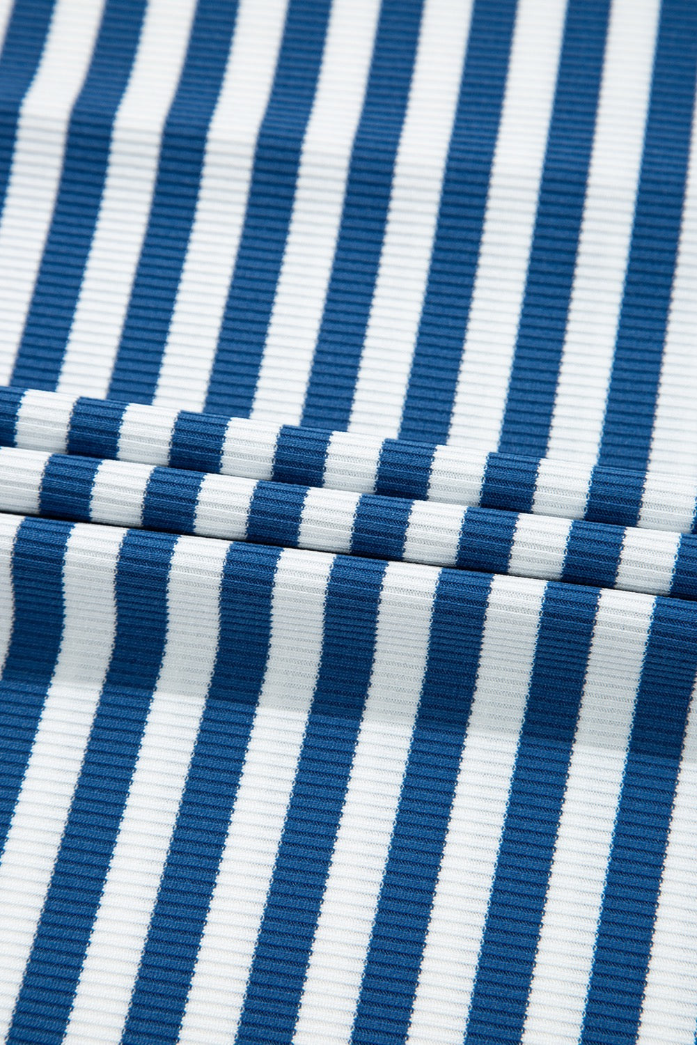 Blue Stripe Short Sleeve Collared V Neck Top Plus Size Shorts Set