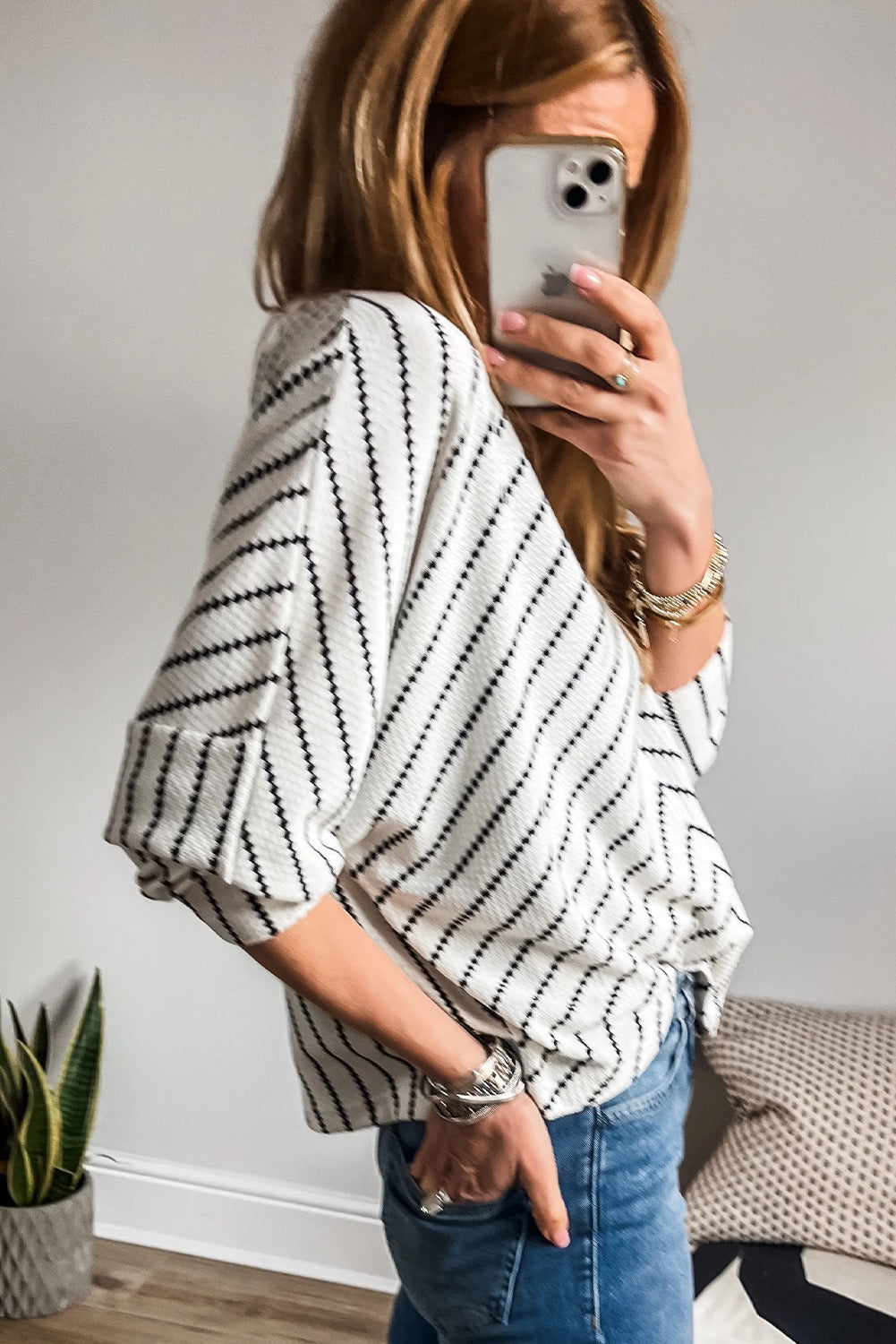 Black Chevron Stripe Top