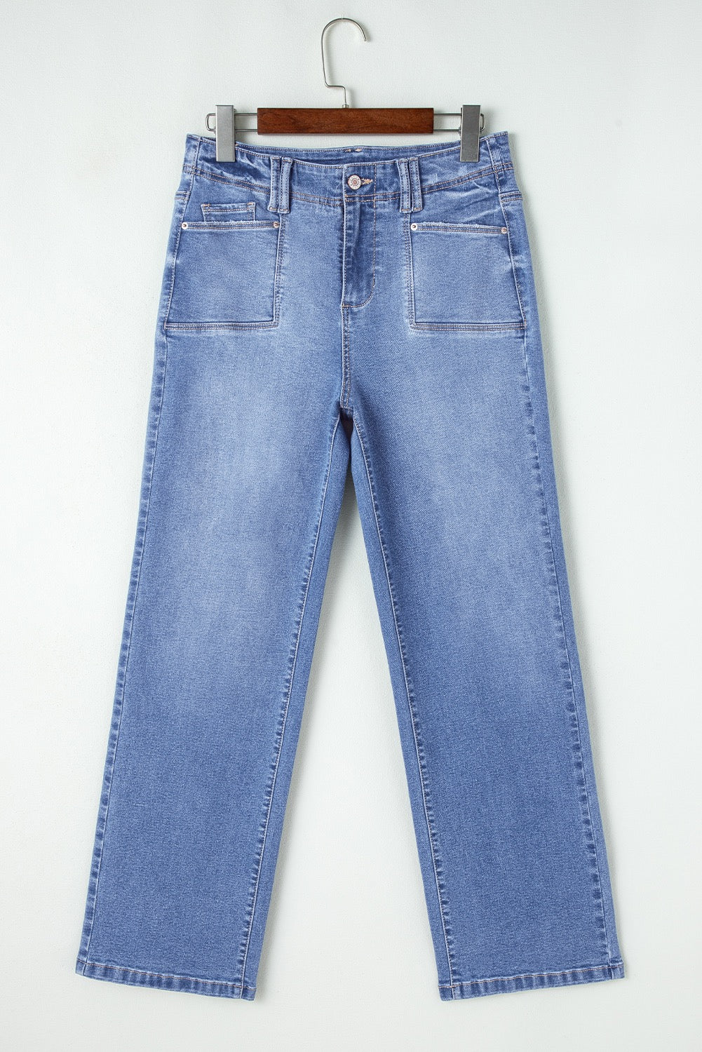 High Waist, Loose Fit, Straight Leg Cropped Jeans