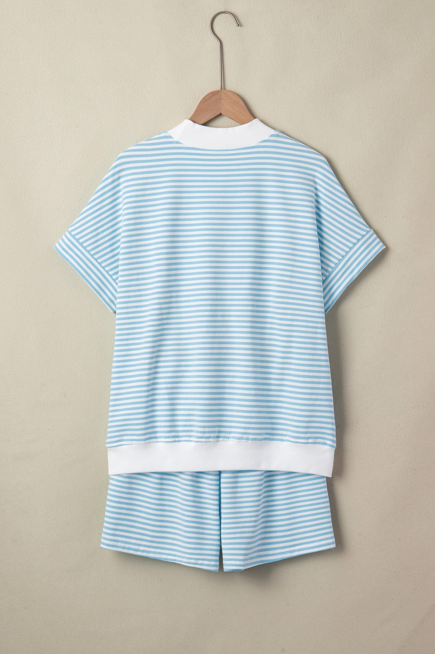 Blue Stripe Shorts Set